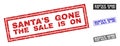 Grunge SANTA`S GONE THE SALE IS ON Scratched Rectangle Stamp Seals