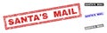 Grunge SANTA`S MAIL Textured Rectangle Stamp Seals Royalty Free Stock Photo