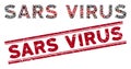 Grunge Sars Virus Red Seal and Coronavirus Mosaic Text