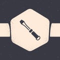 Grunge Screwdriver icon isolated on grey background. Service tool symbol. Monochrome vintage drawing. Vector