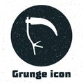 Grunge Scythe icon isolated on white background. Happy Halloween party. Monochrome vintage drawing. Vector