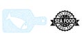 Grunge Sea Food Ribbon Stamp and Mesh 2D Fish Cutting Board