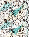 Grunge seamless alphabet vector pattern. Repeating random letters texture