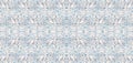 Grunge seamless blue white hexagonal hexagon masaic tile mirror texture with damask leaves flower print pattern Royalty Free Stock Photo