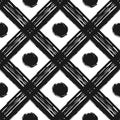 Grunge seamless pattern of black white diagonal stripes and circle