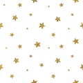 Grunge seamless pattern of gold glitter stars