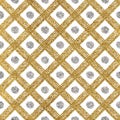 Grunge seamless pattern of gold silver diagonal stripes and circle Royalty Free Stock Photo