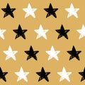 Grunge seamless pattern with hand drawn stars. Royalty Free Stock Photo