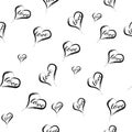 TRENDY LOVE HAND DRAW SEAMLESS VECTOR PATTERN. DIVERSE SYMBOL HEART PAINTED ART TEXTURE. VALENTINES DAY BACKGROUND Royalty Free Stock Photo