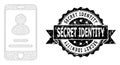 Grunge Secret Identity Ribbon Seal and Mesh Wireframe Smartphone User Info
