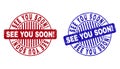Grunge SEE YOU SOON! Scratched Round Stamps Royalty Free Stock Photo