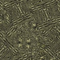 Grunge sepia random geometric dyed seamless texture material. Irregular messy architecture plan style grunge pattern