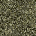 Grunge sepia random geometric dyed seamless texture material. Irregular messy architecture plan style grunge pattern