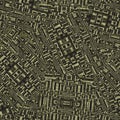 Grunge sepia random geometric dyed seamless texture material. Irregular messy architecture plan style grunge pattern