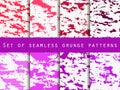 Grunge set of seamless pattern with clots and strokes. Marbled paper watercolor. For wallpaper, bed linen, tiles and fabrics Royalty Free Stock Photo