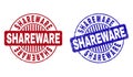 Grunge SHAREWARE Textured Round Stamp Seals Royalty Free Stock Photo