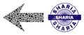 Grunge Sharia Stamp and Geometric Arrow Left Mosaic