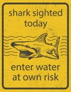 Grunge shark attack warning sign vector eps8 Royalty Free Stock Photo