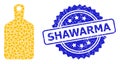 Grunge Shawarma Watermark and Fractal Cutting Board Icon Composition