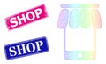 Grunge Shop Badges and Spectral Mesh Gradient Mobile Shop