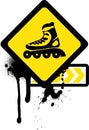 Grunge sign with roller skates.