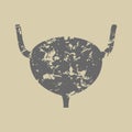 Grunge silhouette of urinary bladder vector icon.