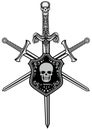 Grunge skull coat of arms