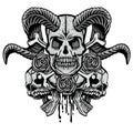 Grunge skull coat of arms