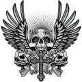 Grunge skull coat of arms