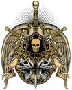 Grunge skull coat of arms Royalty Free Stock Photo