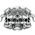 Grunge skull coat of arms