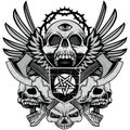 Grunge skull coat of arms