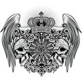 Grunge skull coat of arms