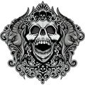 Grunge skull coat of arms