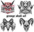 Grunge skull coat of arms skull set Royalty Free Stock Photo