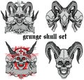 Grunge skull coat of arms skull set Royalty Free Stock Photo