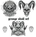 Grunge skull coat of arms skull set Royalty Free Stock Photo