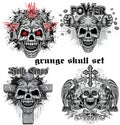 Grunge skull coat of arms skull set Royalty Free Stock Photo