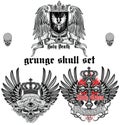 Grunge skull coat of arms skull set Royalty Free Stock Photo