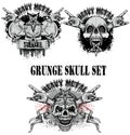 grunge skull coat of arms skull set Royalty Free Stock Photo