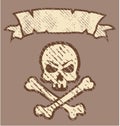 Grunge Skull n Bones Vector Label