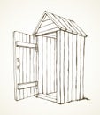 Old wooden toilet. Vector drawing Royalty Free Stock Photo