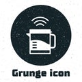 Grunge Smart electric kettle system icon isolated on white background. Teapot icon. Internet of things concept with