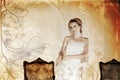 Grunge smiling bride in white