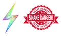 Grunge Snake Danger! Stamp Seal and LGBT Colored Hatched Electric Strike