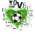 Grunge soccer ball or football illustration for the great soccer event in europe, love for soccer sport,vector