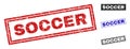 Grunge SOCCER Textured Rectangle Watermarks Royalty Free Stock Photo