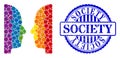 Grunge Society Stamp Seal and Spectrum Dual Face Composition Icon of Circles