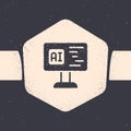Grunge Software, web developer programming code icon isolated on grey background. Javascript computer script random Royalty Free Stock Photo