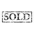 Grunge sold stamp, sold square grunge sign. Vector illustration. Grungy ink stamp